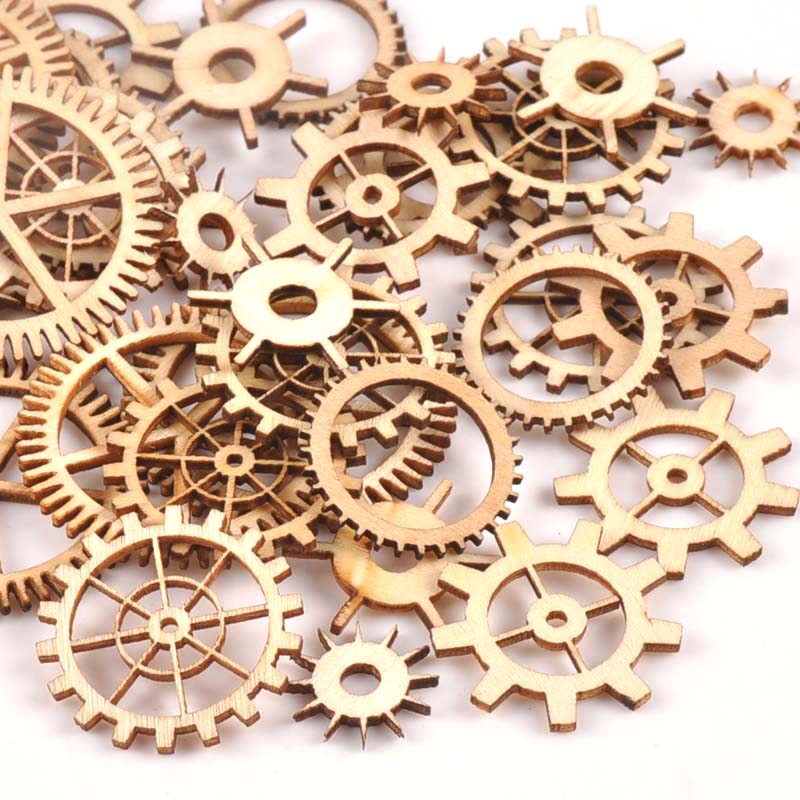 Craft Embellishment - 20-40mm 36pcs Unfinished Wood Craft Gear