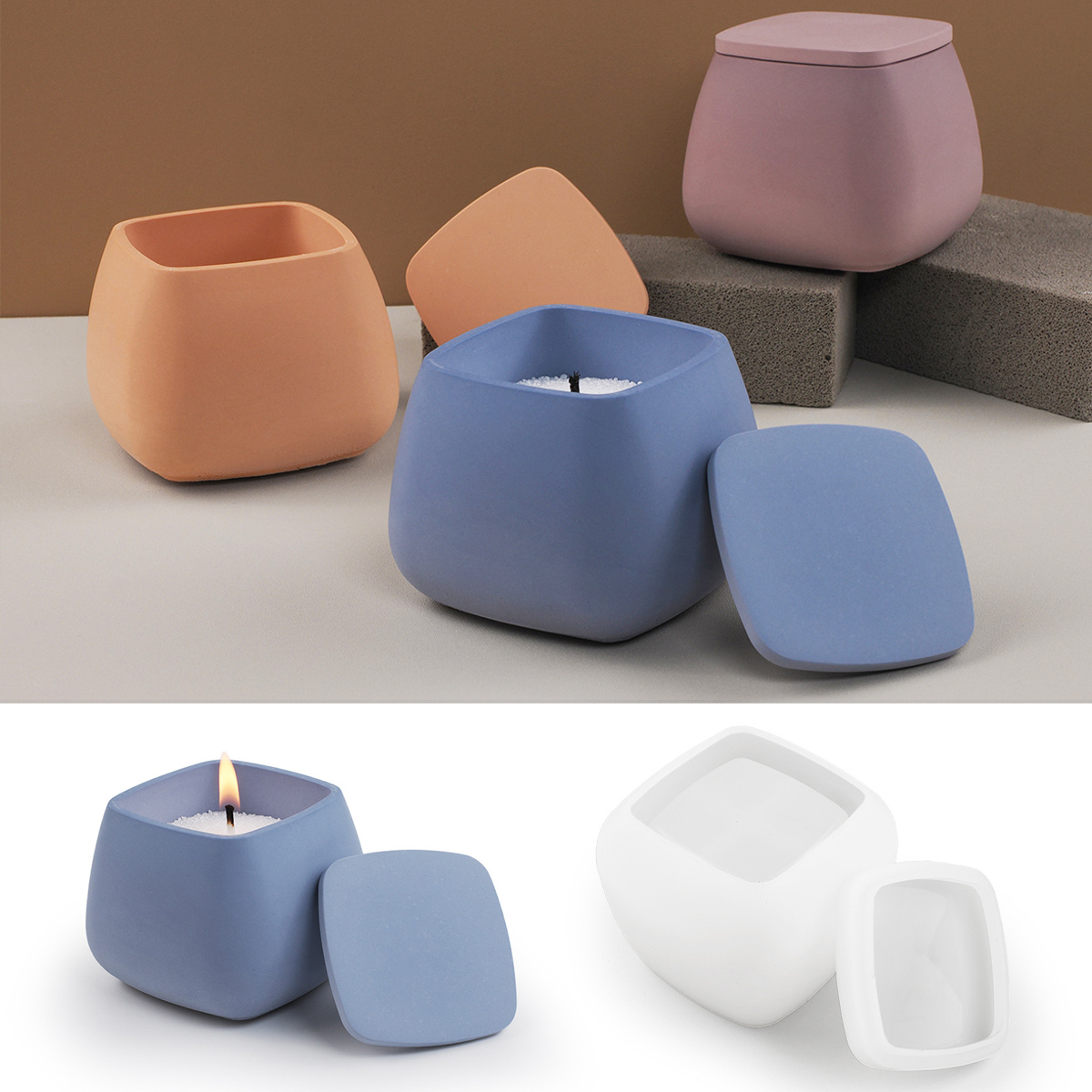Square Candle Jar Silicone Mol - Craft Embellishment Storage review and price