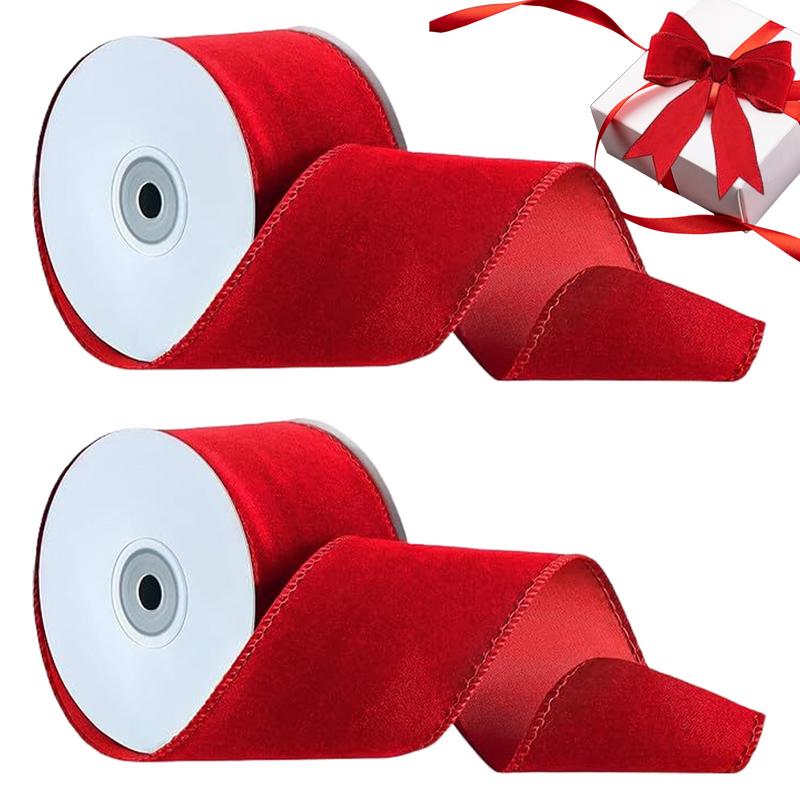 2 Rolls Packaging Wired Velvet - Velvet Ribbon Roll review and price