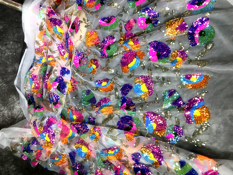 Colorful Crystal Sequins Flowe - Crystal Mesh Fabric review and price