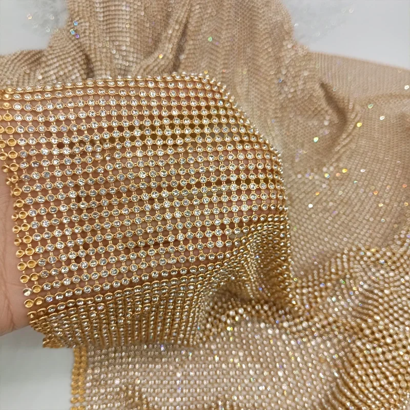 45x120cm Sparkly Gold Base Rhi - Crystal Mesh Fabric review and price