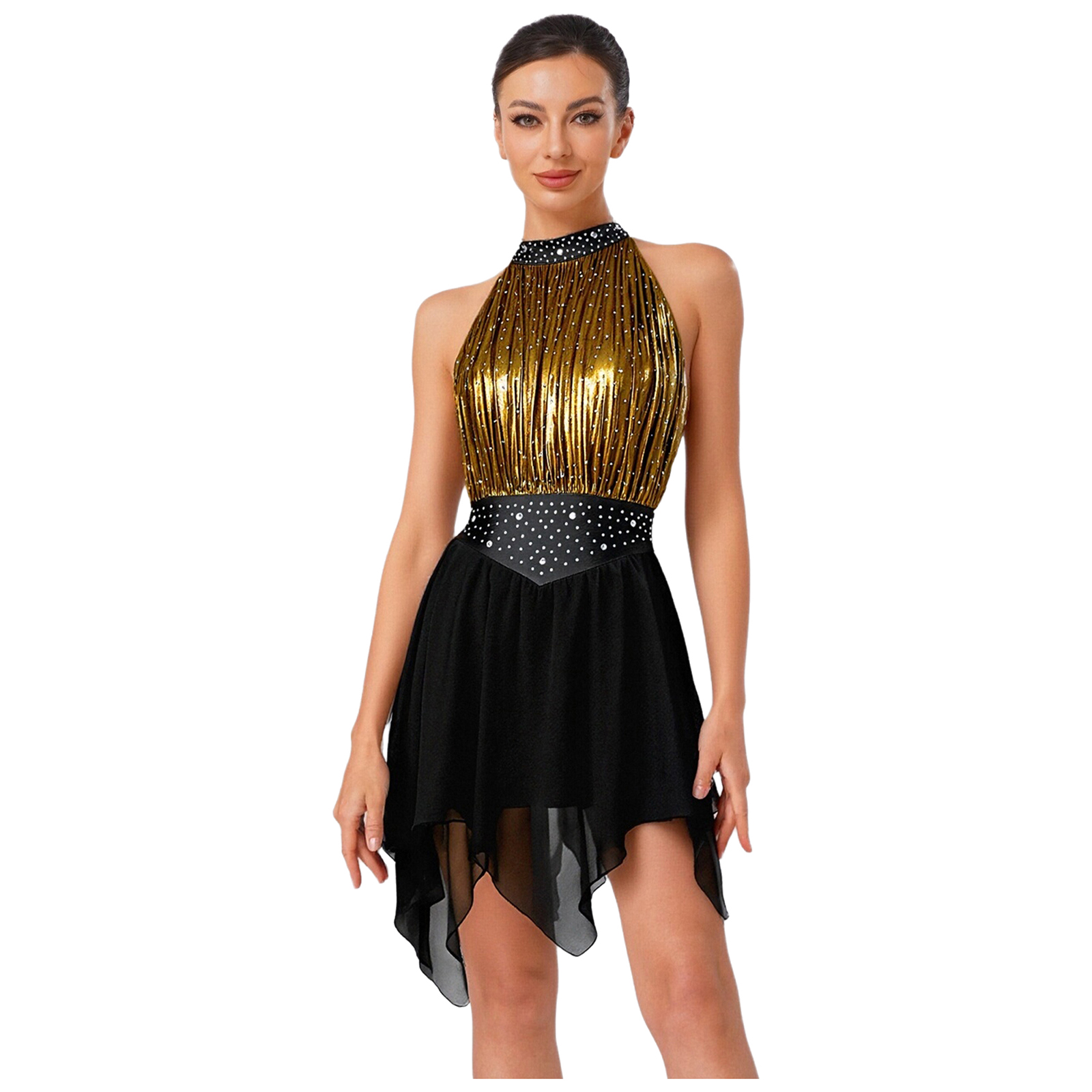 Women Sleeveless Shiny Rhinest - Rhinestone Banding Trim review and price