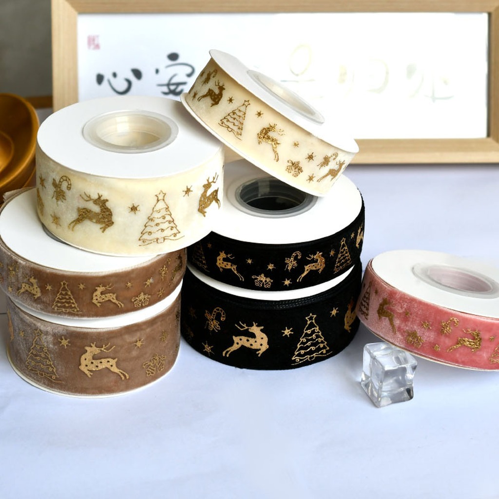 5 Yards/Roll 2.5cm Christmas G - Velvet Ribbon Roll review and price