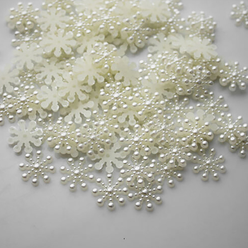 100pcs White Pearl Resin Snowf - Christmas Craft Embellishment review and price