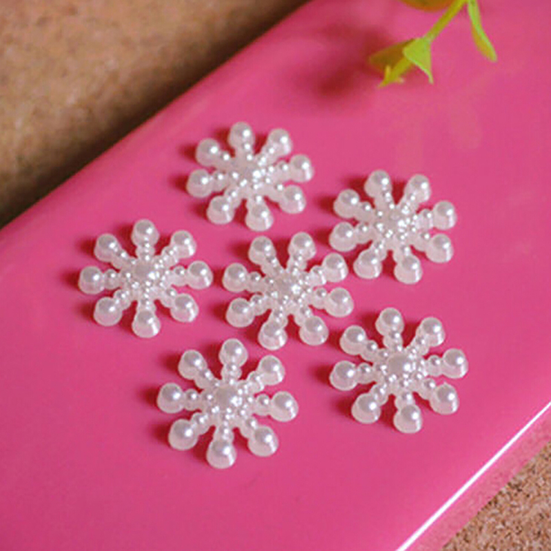 100pcs White Pearl Resin Snowf - Christmas Craft Embellishment review and price