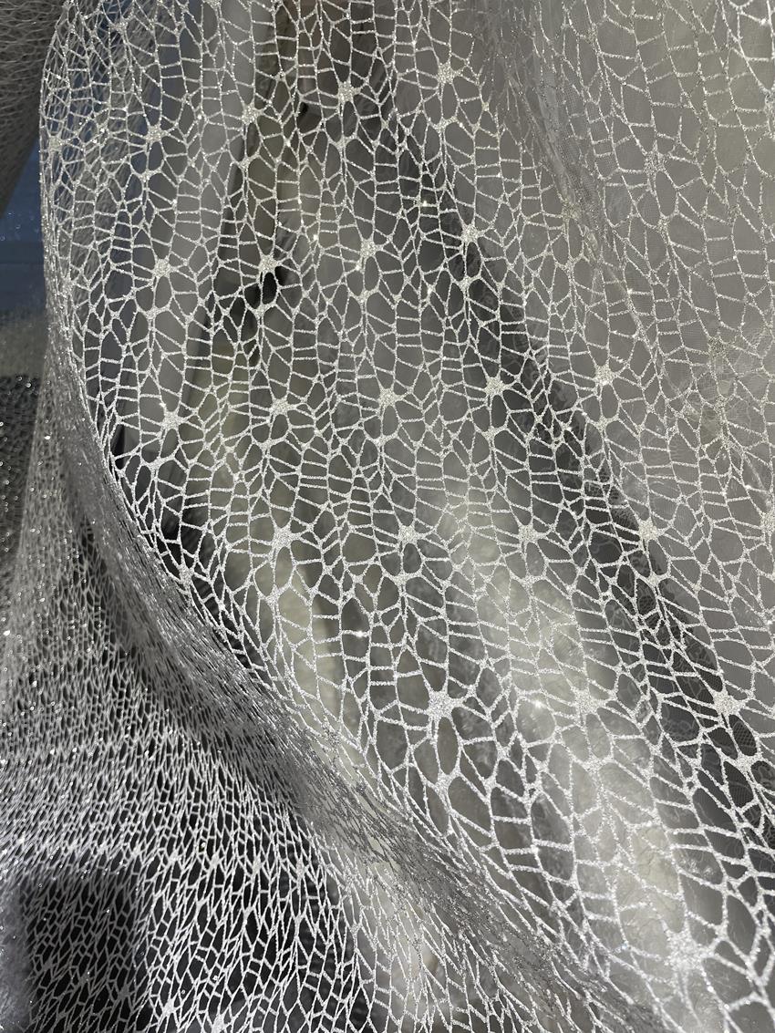 White Glitter Shiny Irregular  - Crystal Mesh Fabric review and price