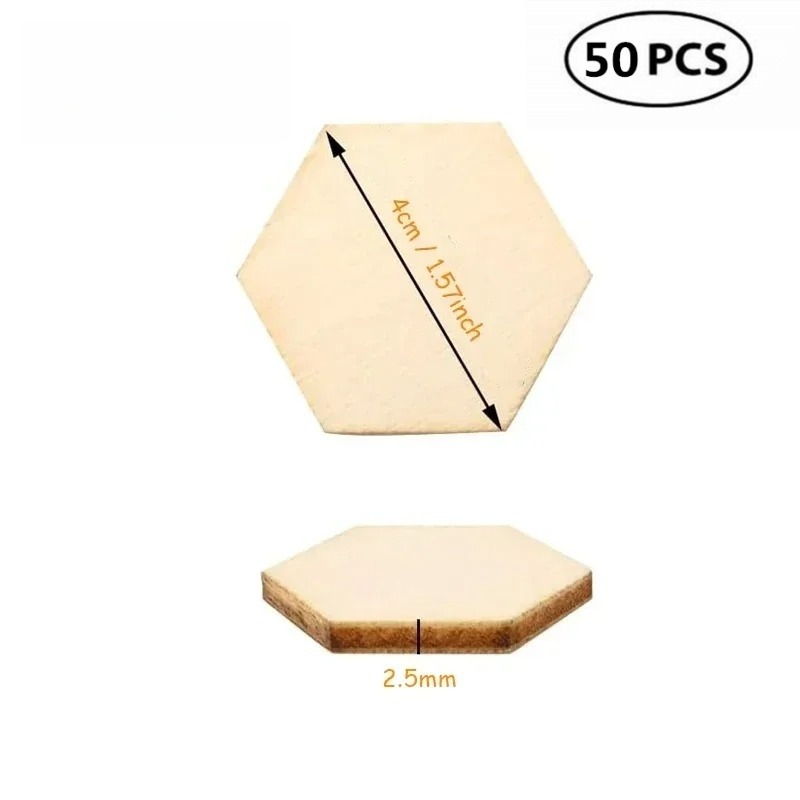 50PCS 4CM Unfinished Wood Hexa - Craft Embellishment review and price