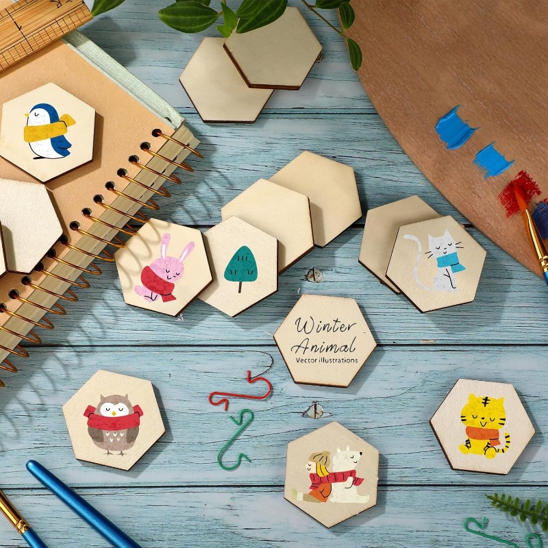 50PCS 4CM Unfinished Wood Hexa - Craft Embellishment review and price
