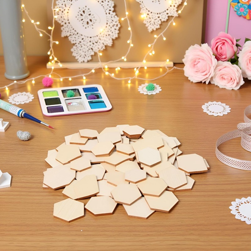 50PCS 4CM Unfinished Wood Hexa - Craft Embellishment review and price