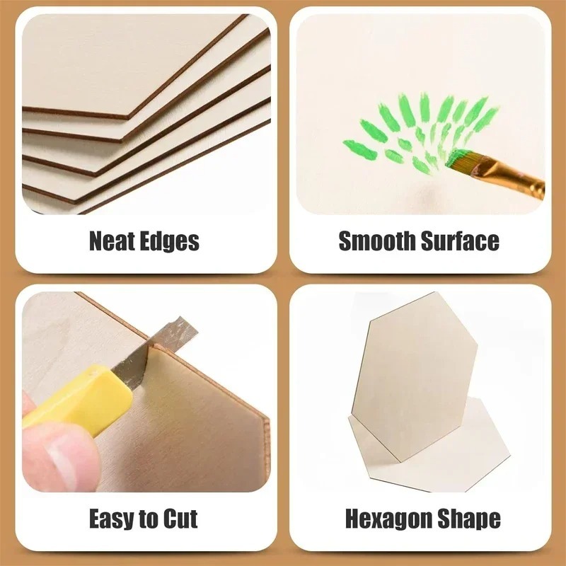 10-120mm Wooden Hexagon Blank  - Christmas Craft Embellishment review and price