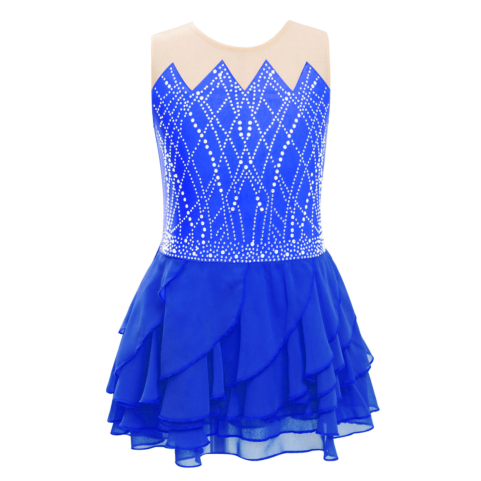 Girls Mesh Figure Skating Dres - Rhinestone Banding Trim review and price