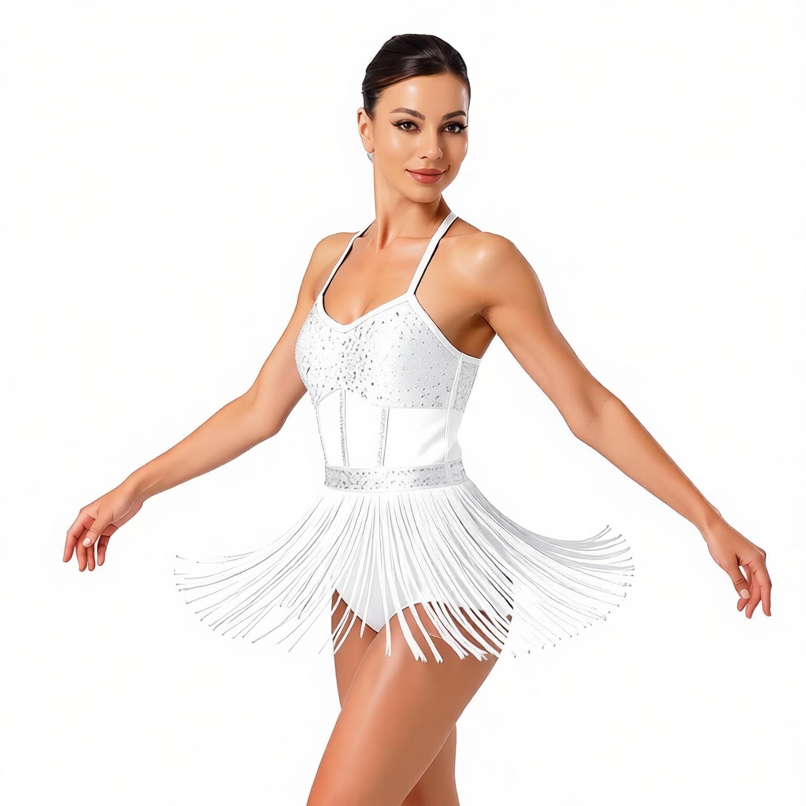 Women Tassel Latin Dance Leota - Rhinestone Banding Trim review and price